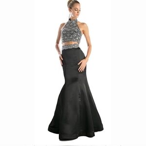 Elegant Black Halter Prom Dress